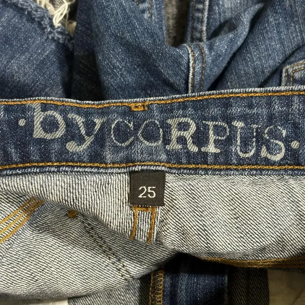 ByCORPUS Shorts Womens 25 Blue Denim Cutoff Raw Hem Skinny Fit Casual Summer